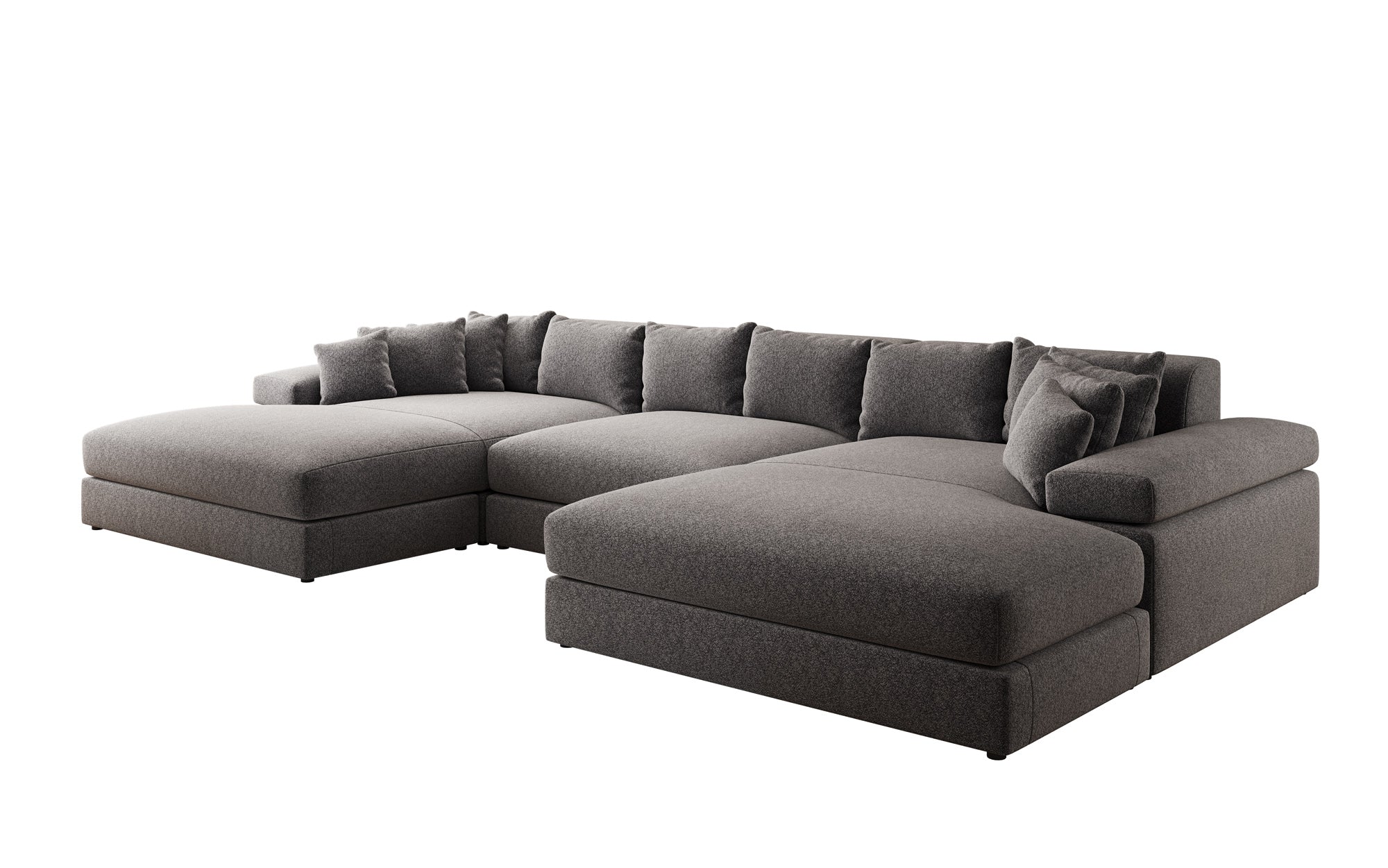 Designer Sofa Bernardo U mit breiter Ottomane in Strukturstoff