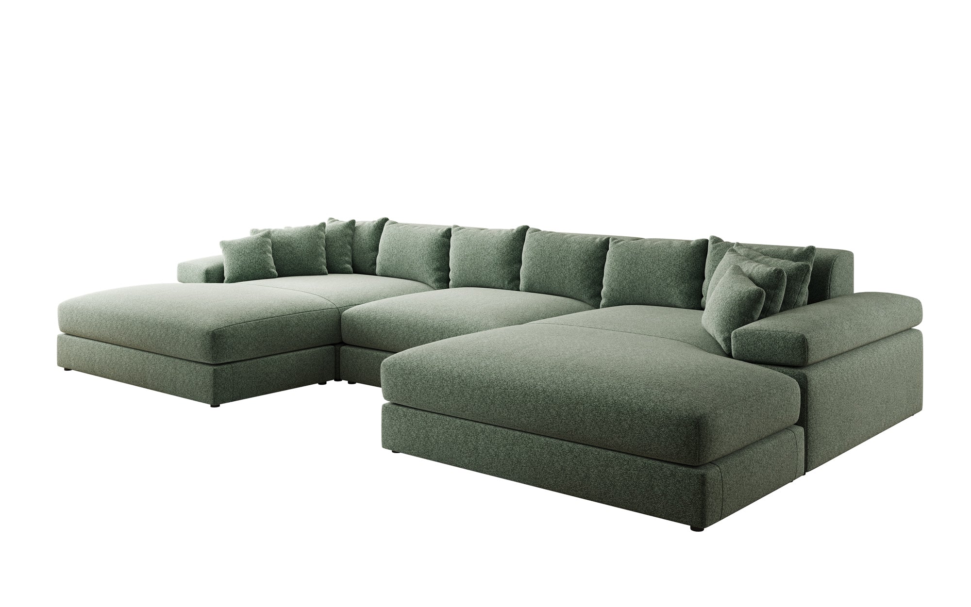 Designer Sofa Bernardo U mit breiter Ottomane in Strukturstoff