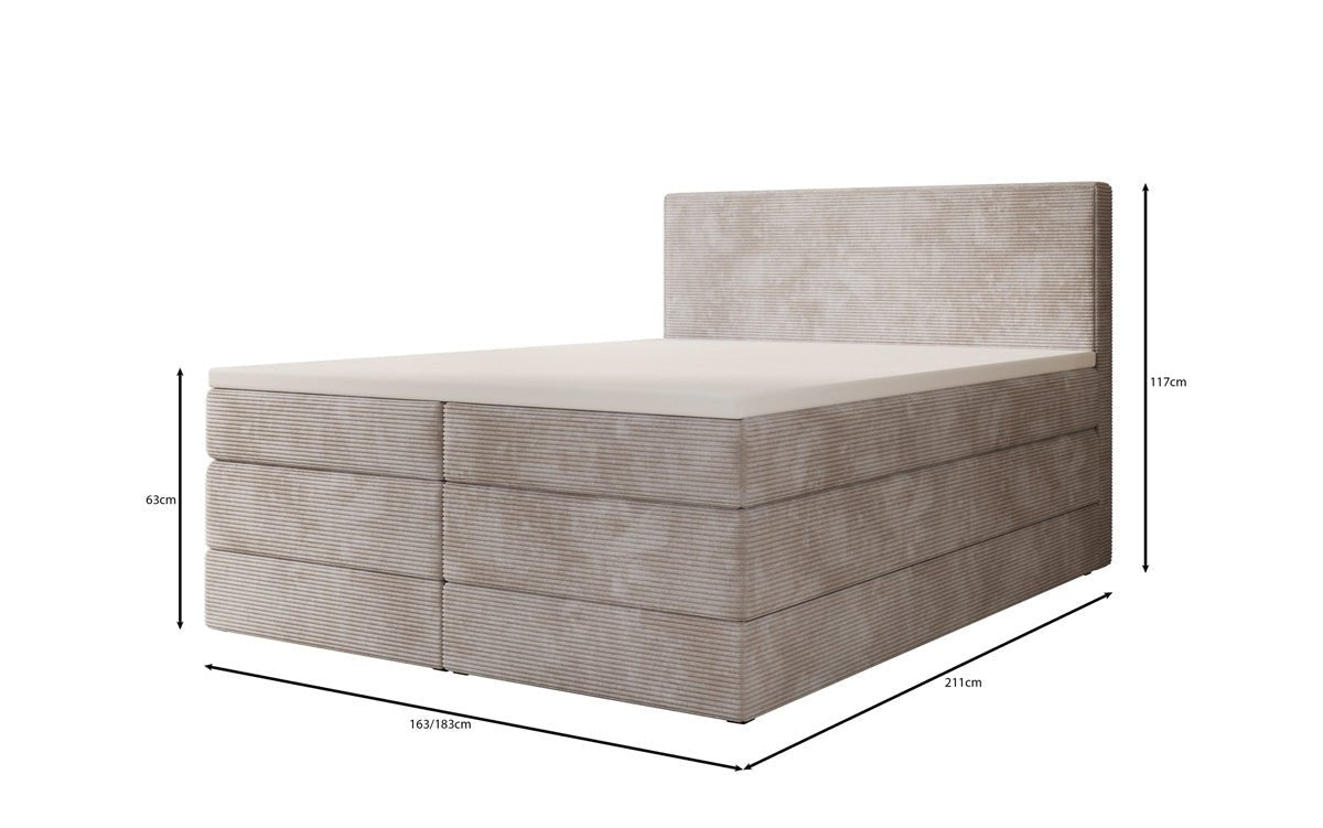 Boxspringbett Noren mit Stauraum in Cord