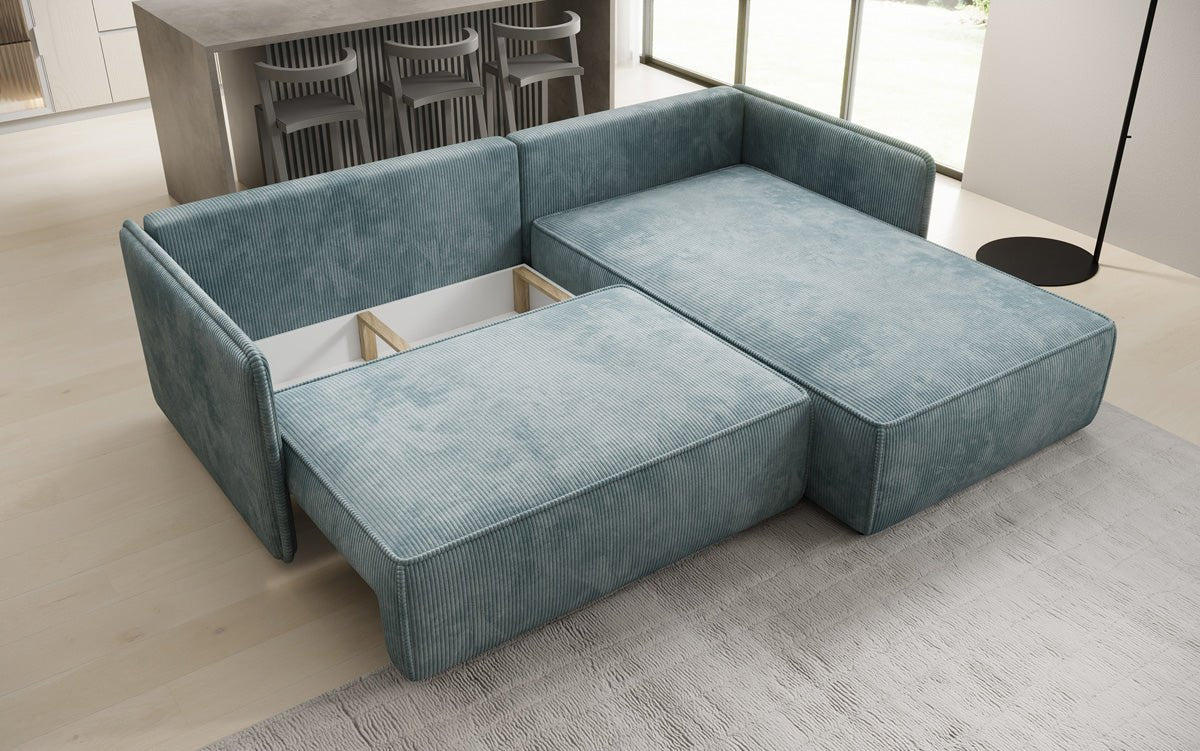 Designer Sofa Marlen mit Schlaf- und Klappfunktion in Cord