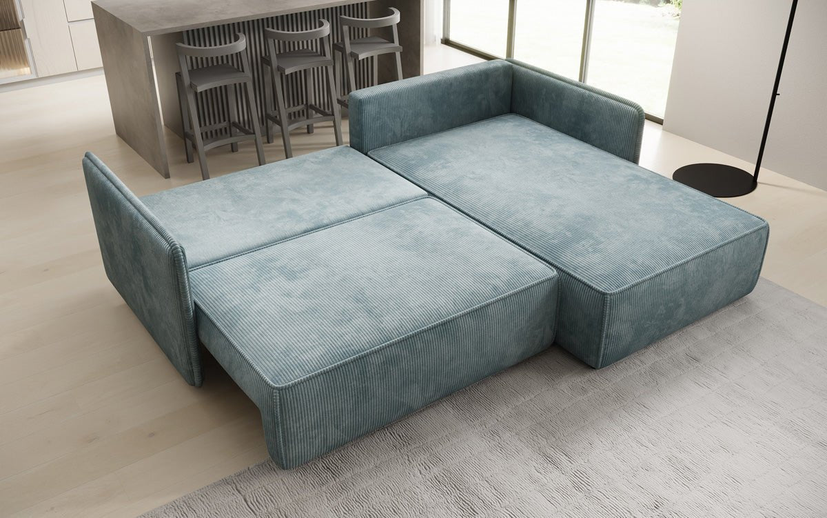 Designer Sofa Marlen mit Schlaf- und Klappfunktion in Cord