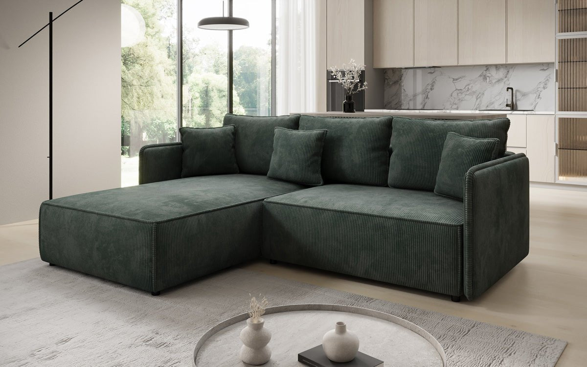 Designer Sofa Marlen mit Schlaf- und Klappfunktion in Cord