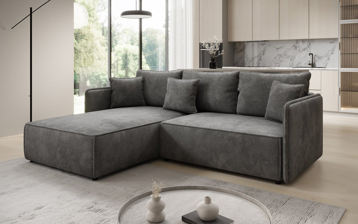 Designer Sofa Marlen mit Schlaf- und Klappfunktion in Cord