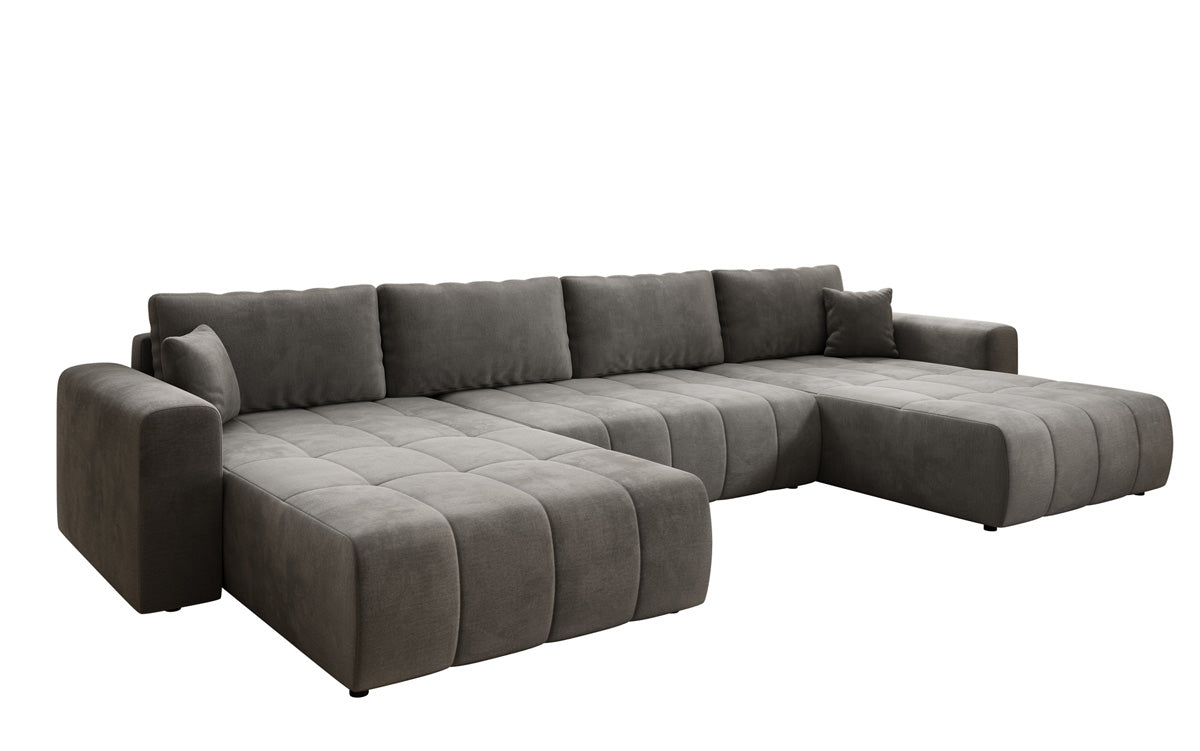 Designer Sofa Leveno U mit Schlaf- und Klappfunktion in Samt