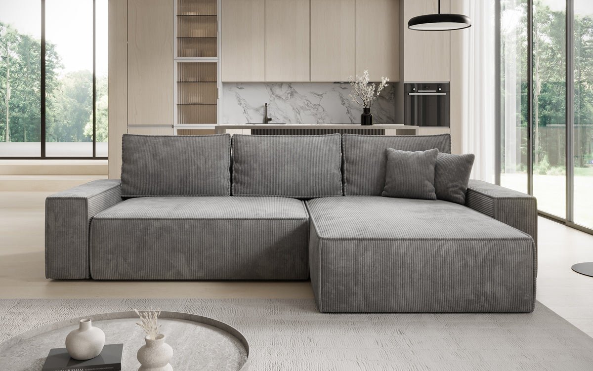 Designer Sofa Lunaro mit Schlaf- und Klappfunktion in Cord