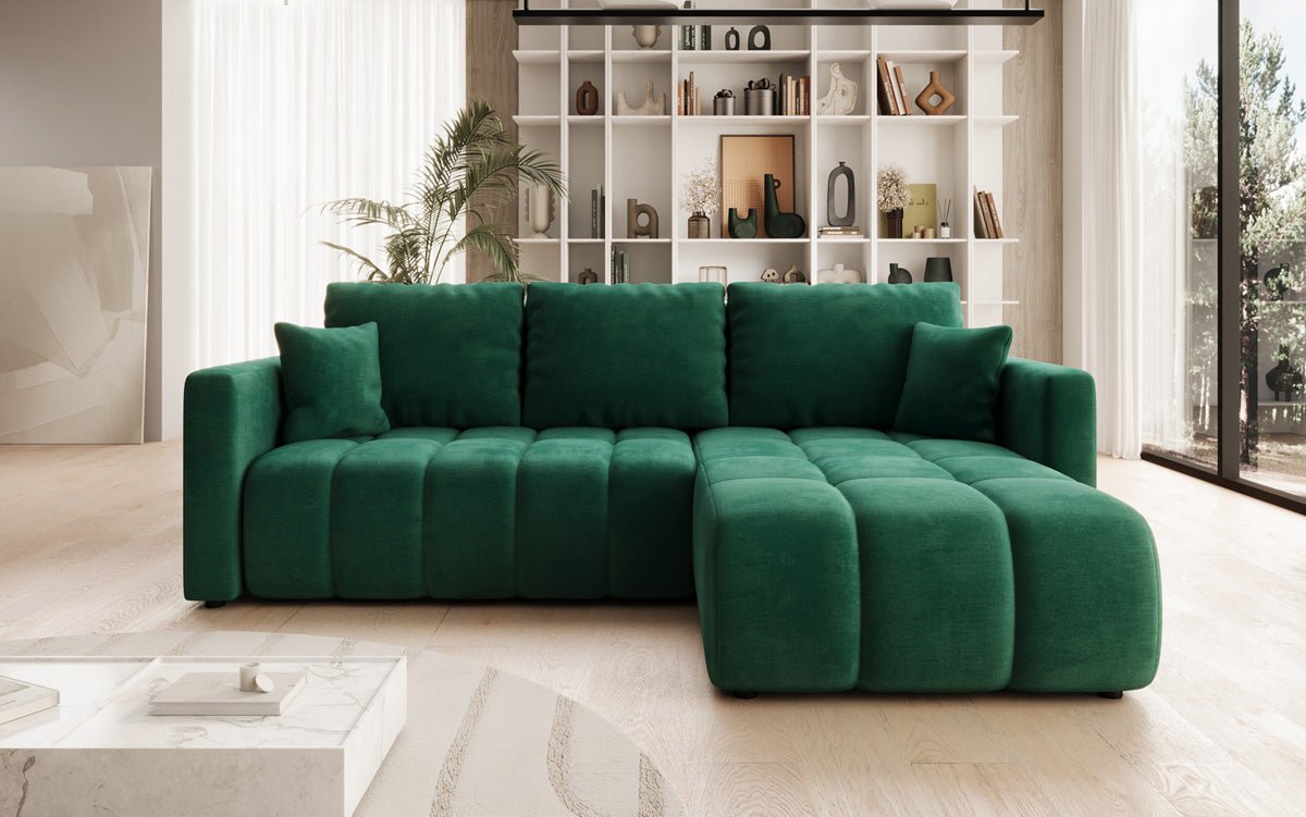 Designer Sofa Beatrice L mit Schlaf- und Klappfunktion in Samt