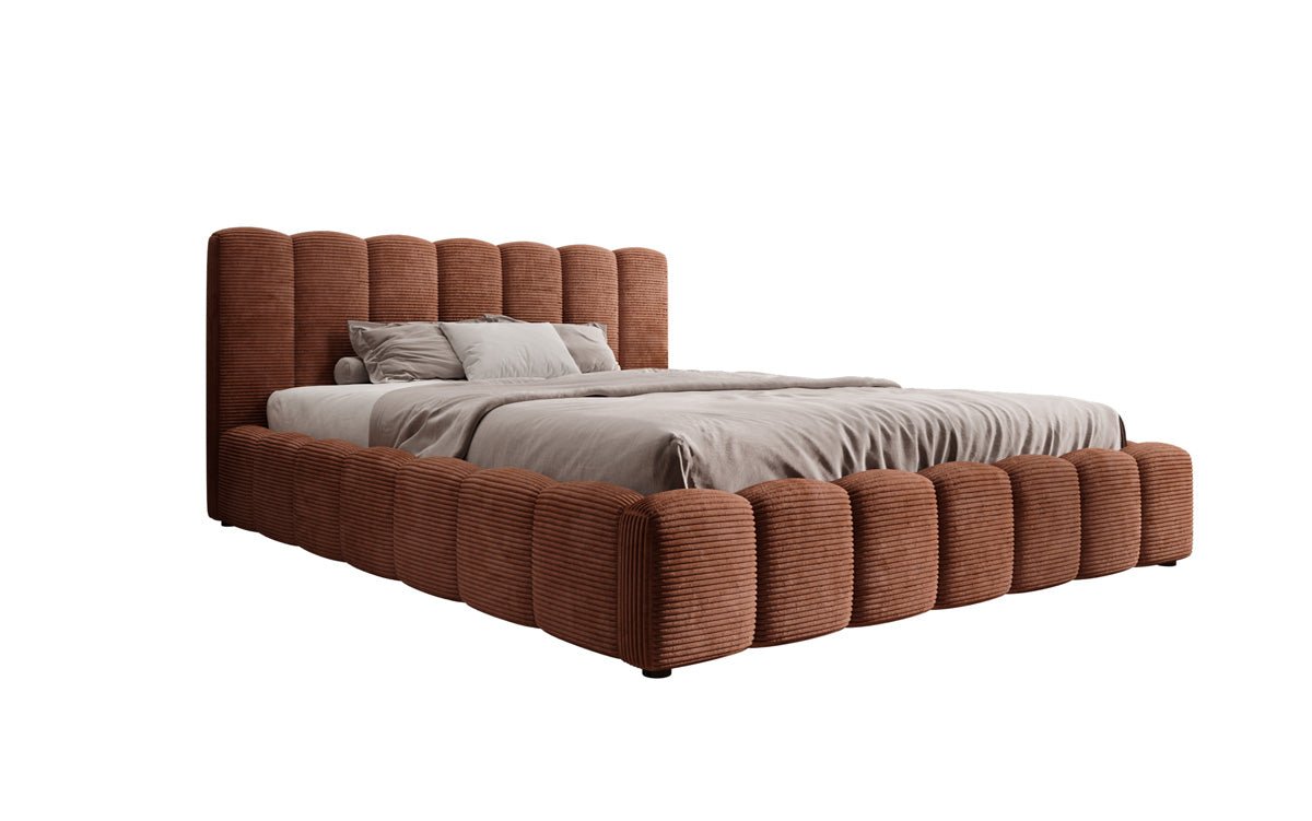 Designer Polsterbett Nuveo in Cord mit Stauraum