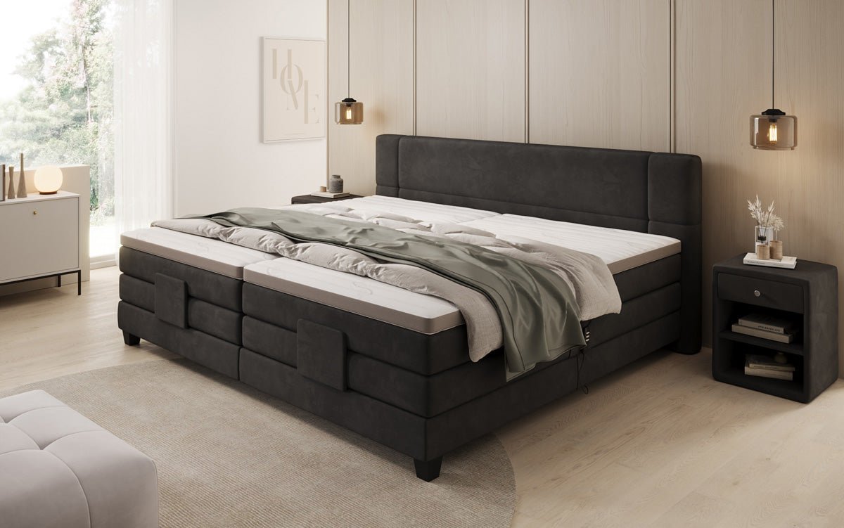 Familien Boxspringbett Noela 220/240x200 elektrisch verstellbar in Samt