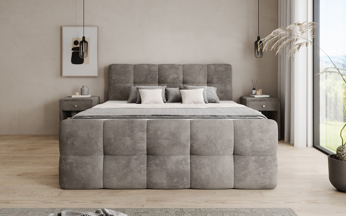 Boxspringbett Cozy in Cord mit Stauraum