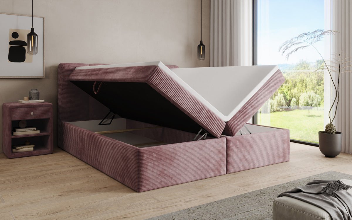 Boxspringbett Cozy II in Cord mit Stauraum