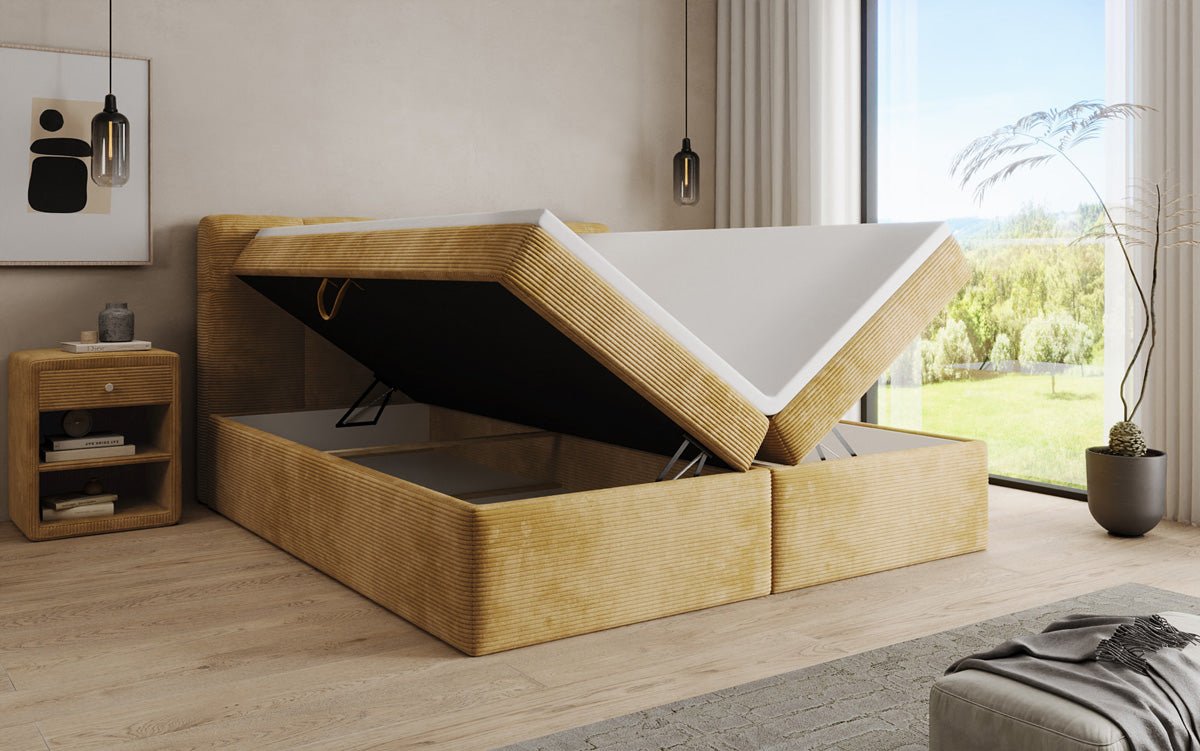 Boxspringbett Cozy II in Cord mit Stauraum