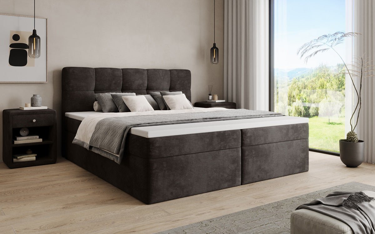 Boxspringbett Cozy II in Cord mit Stauraum