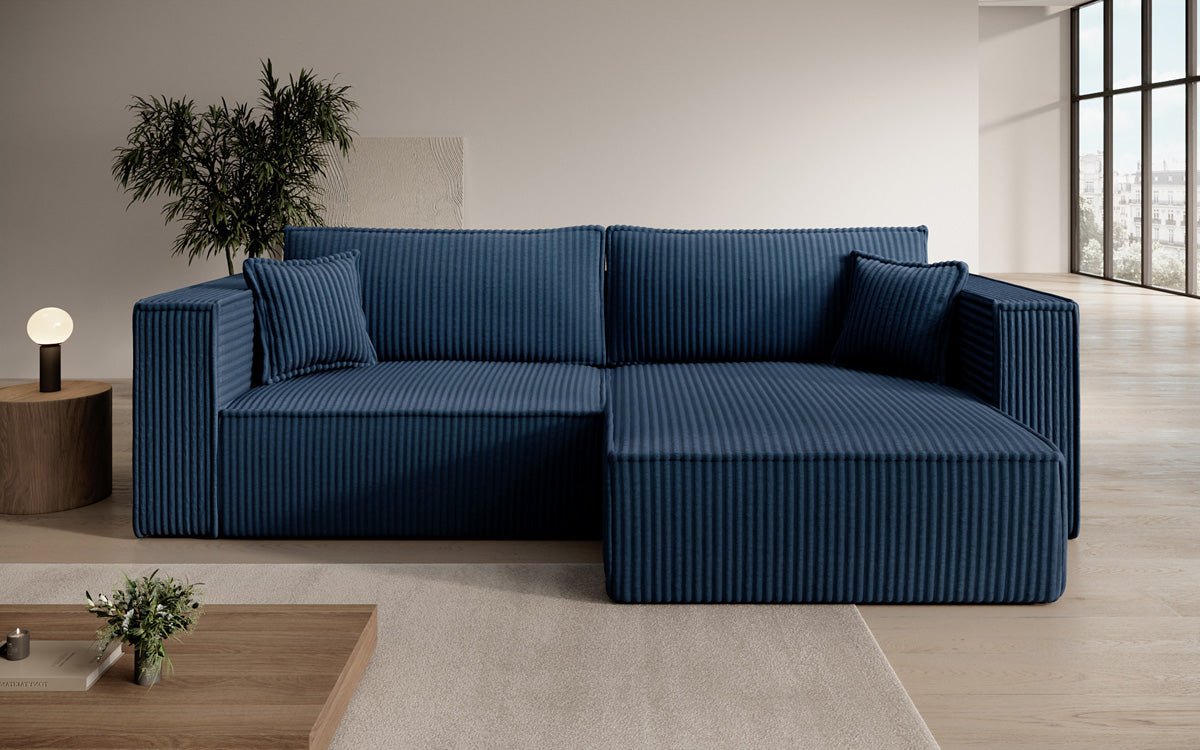 Designer Sofa Paris in breitem Cord mit Schlaf- und Klappfunktion