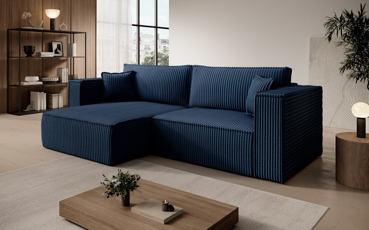 Designer Sofa Paris in breitem Cord mit Schlaf- und Klappfunktion