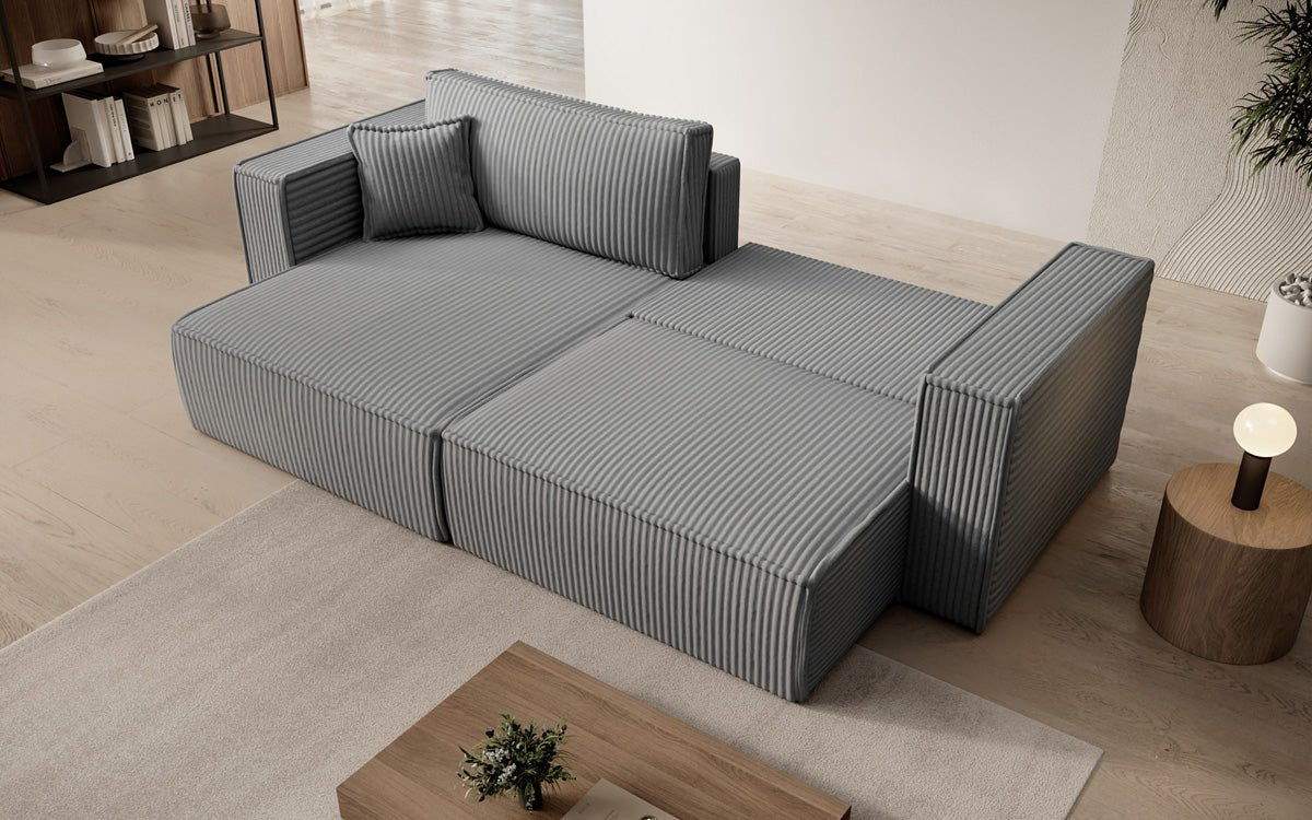 Designer Sofa Paris in breitem Cord mit Schlaf- und Klappfunktion