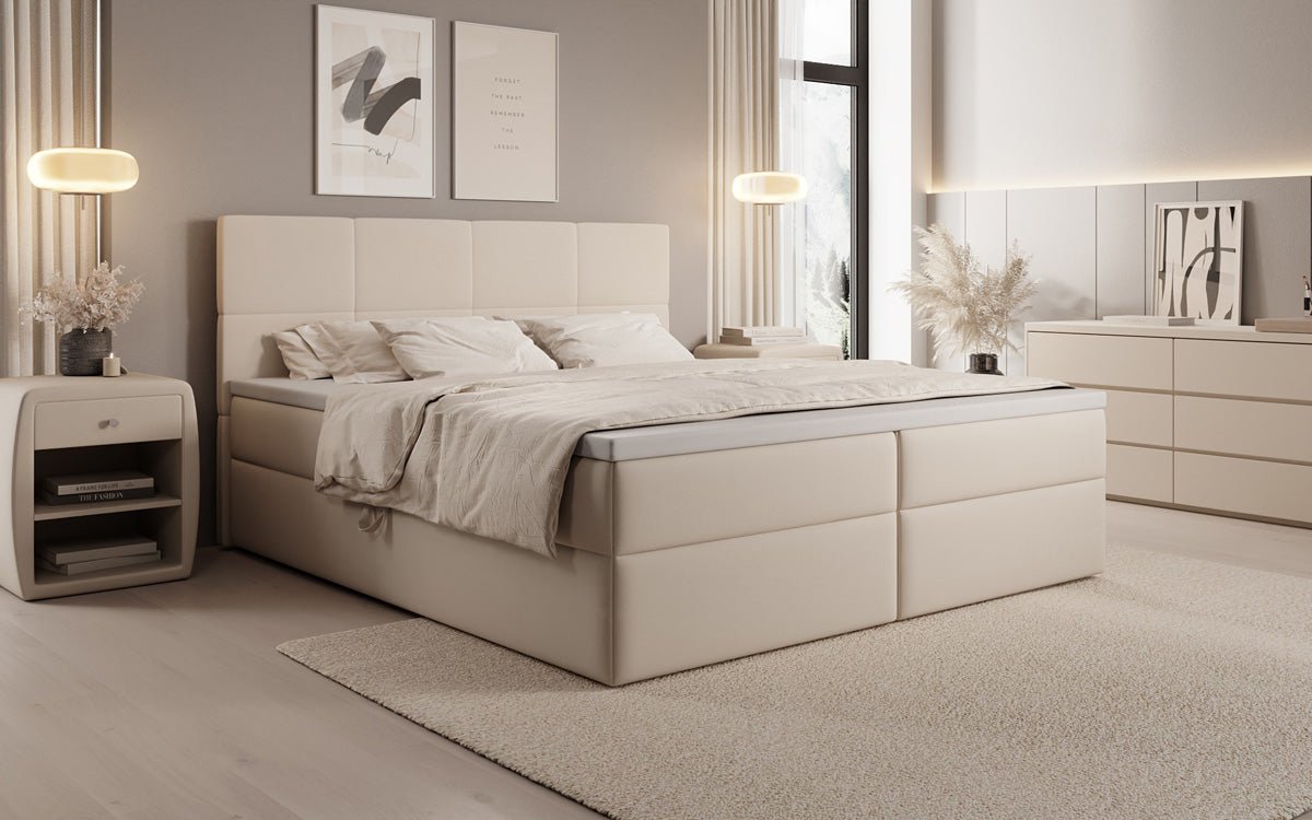 Boxspringbett Levi in Stoff mit Stauraum