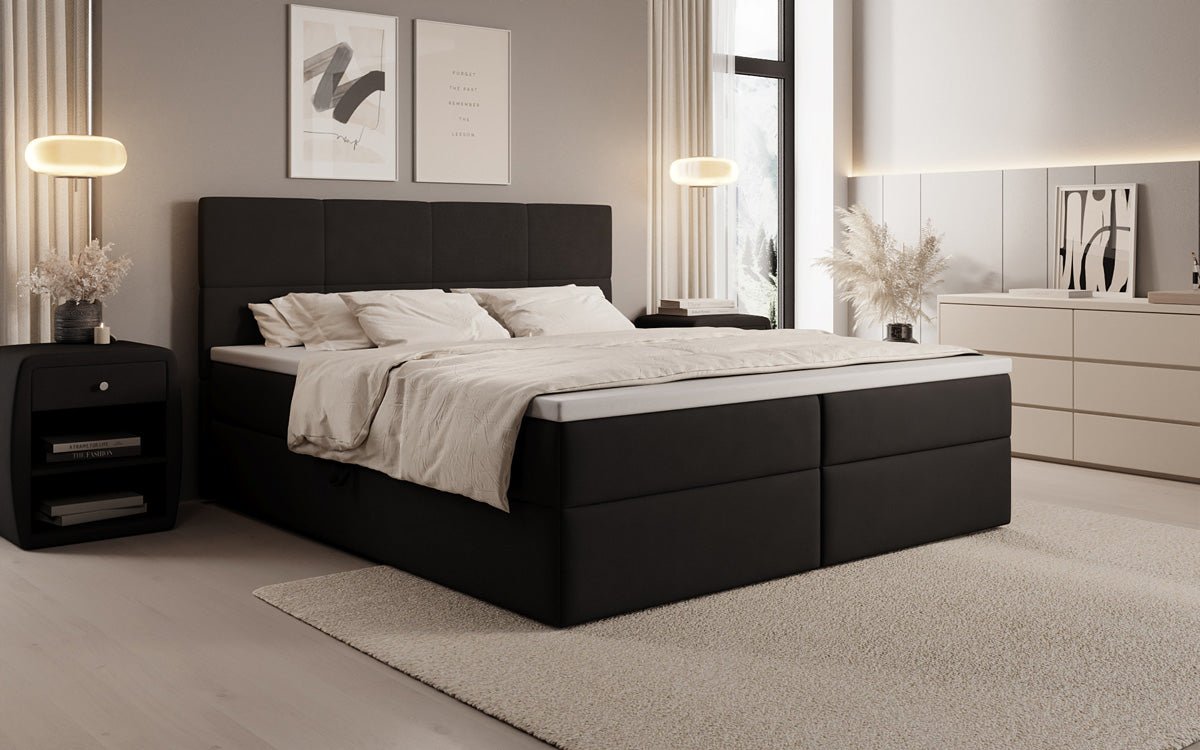 Boxspringbett Levi in Stoff mit Stauraum