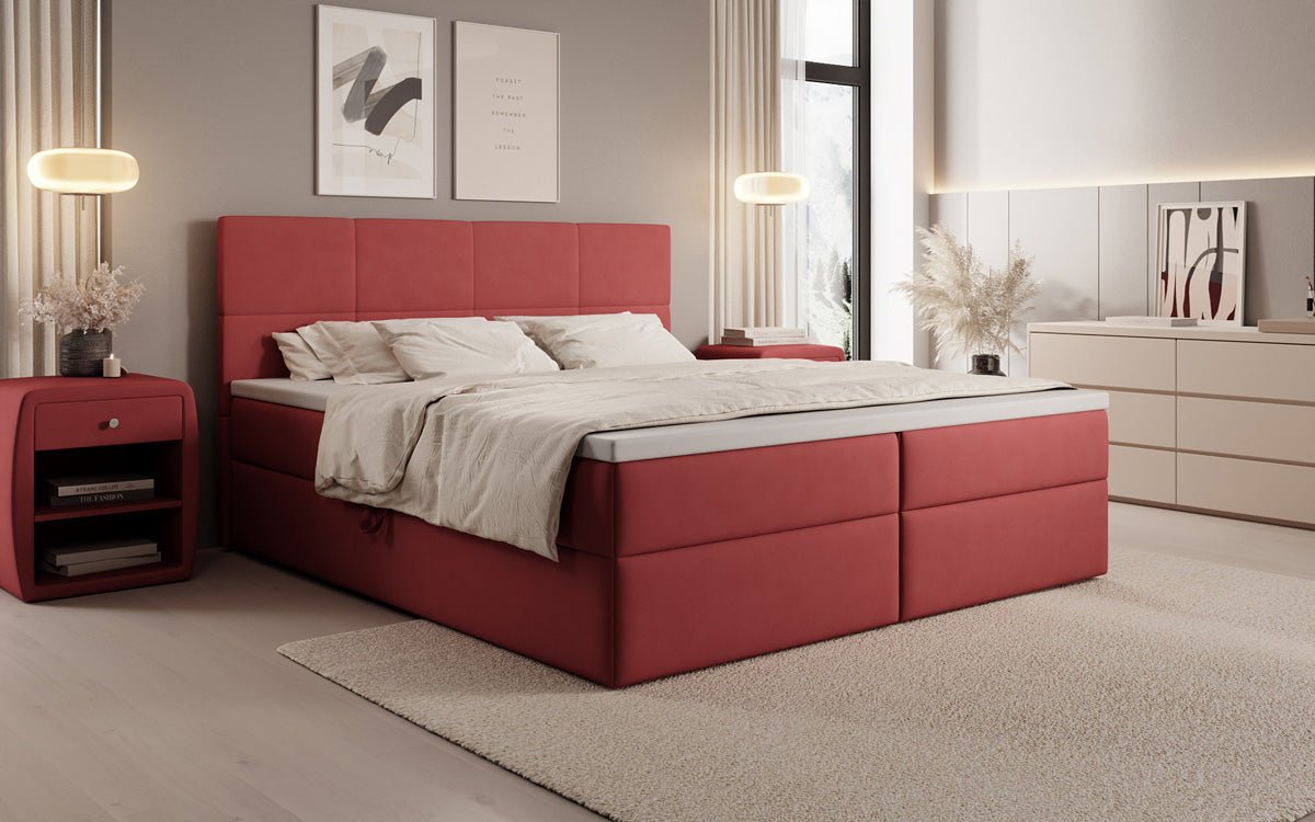 Boxspringbett Levi in Stoff mit Stauraum