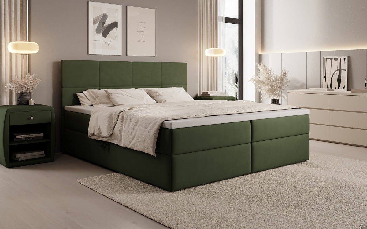 Boxspringbett Levi in Stoff mit Stauraum