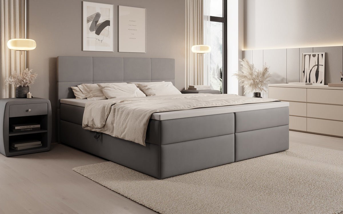 Boxspringbett Levi in Stoff mit Stauraum