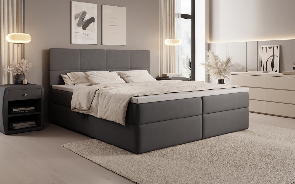 Boxspringbett Levi in Stoff mit Stauraum