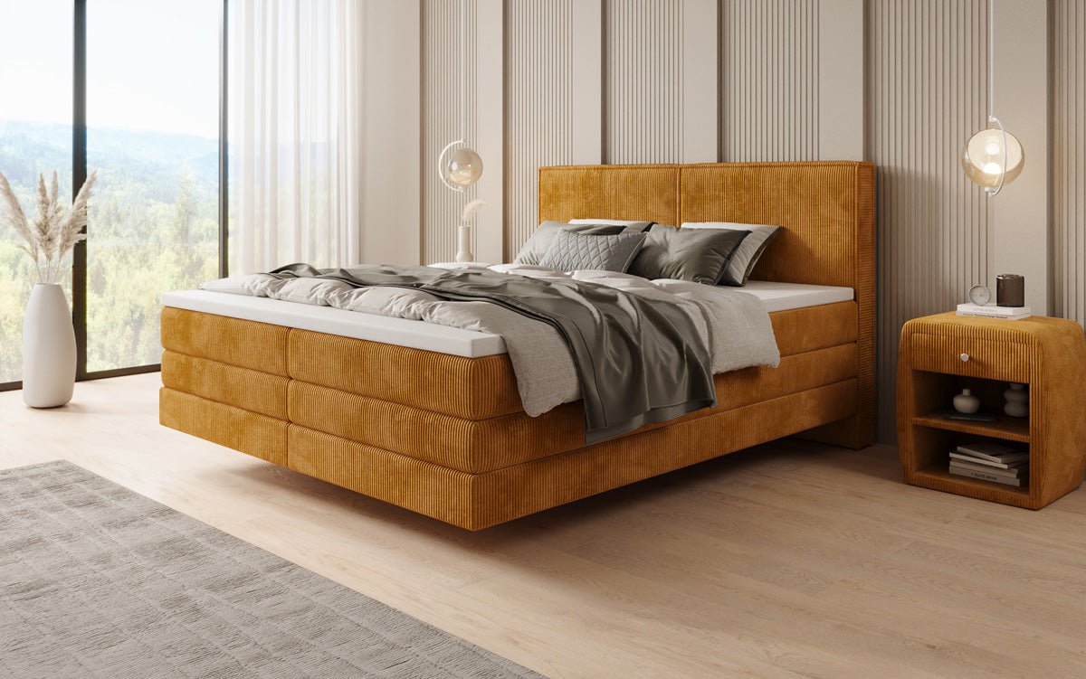 Boxspringbett Elara mit Schwebeoptik in Cord