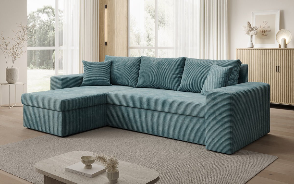 Designer Sofa Denver Cord mit Schlaf- und Klappfunktion