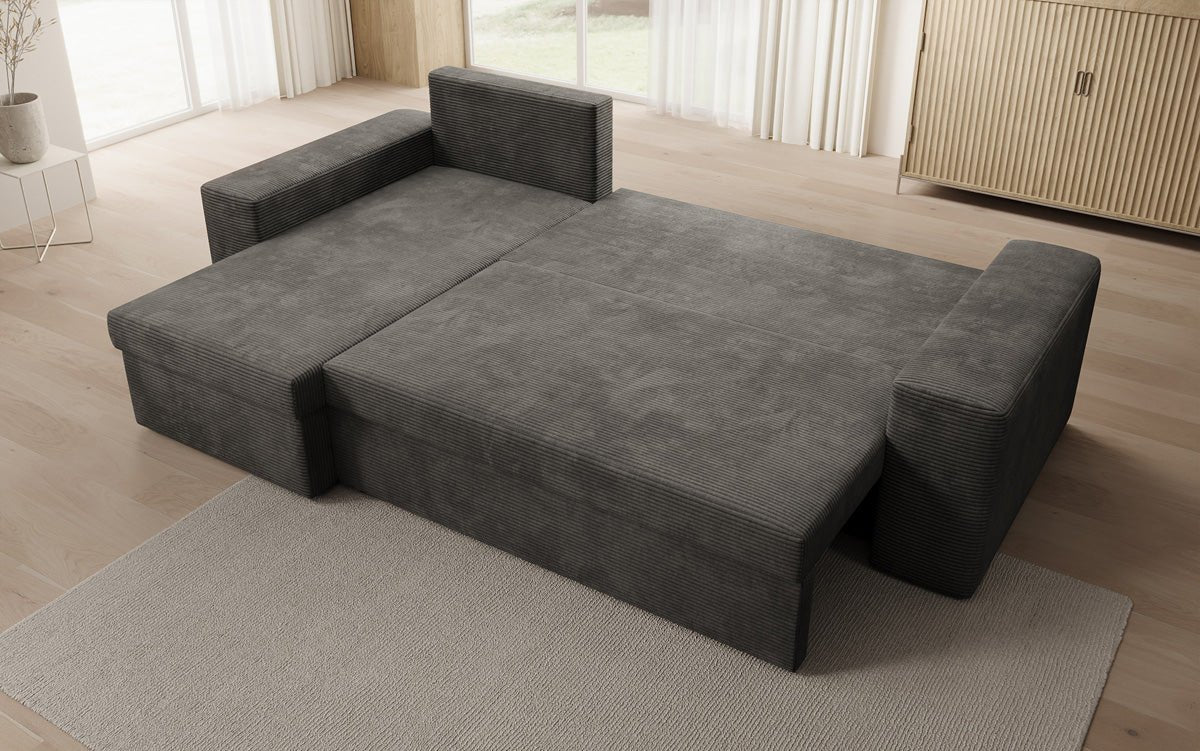 Designer Sofa Denver Cord mit Schlaf- und Klappfunktion