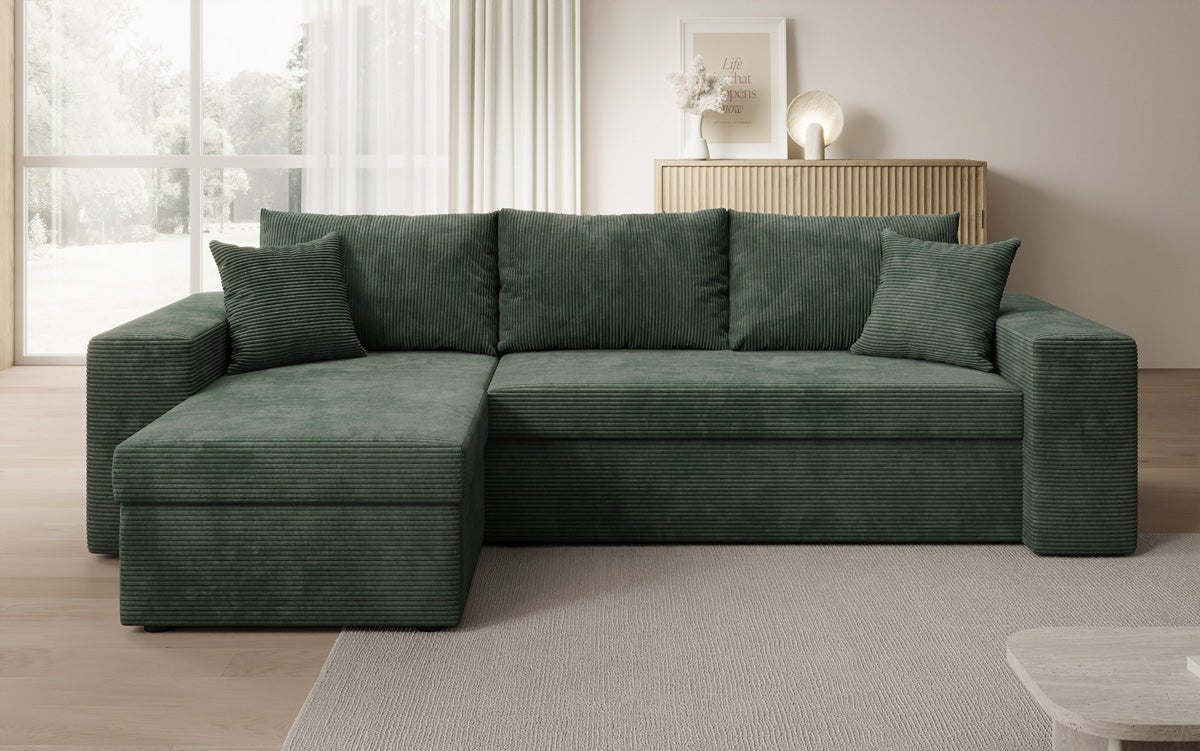 Designer Sofa Denver Cord mit Schlaf- und Klappfunktion