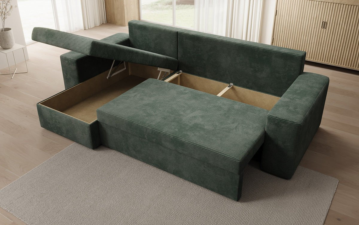 Designer Sofa Denver Cord mit Schlaf- und Klappfunktion