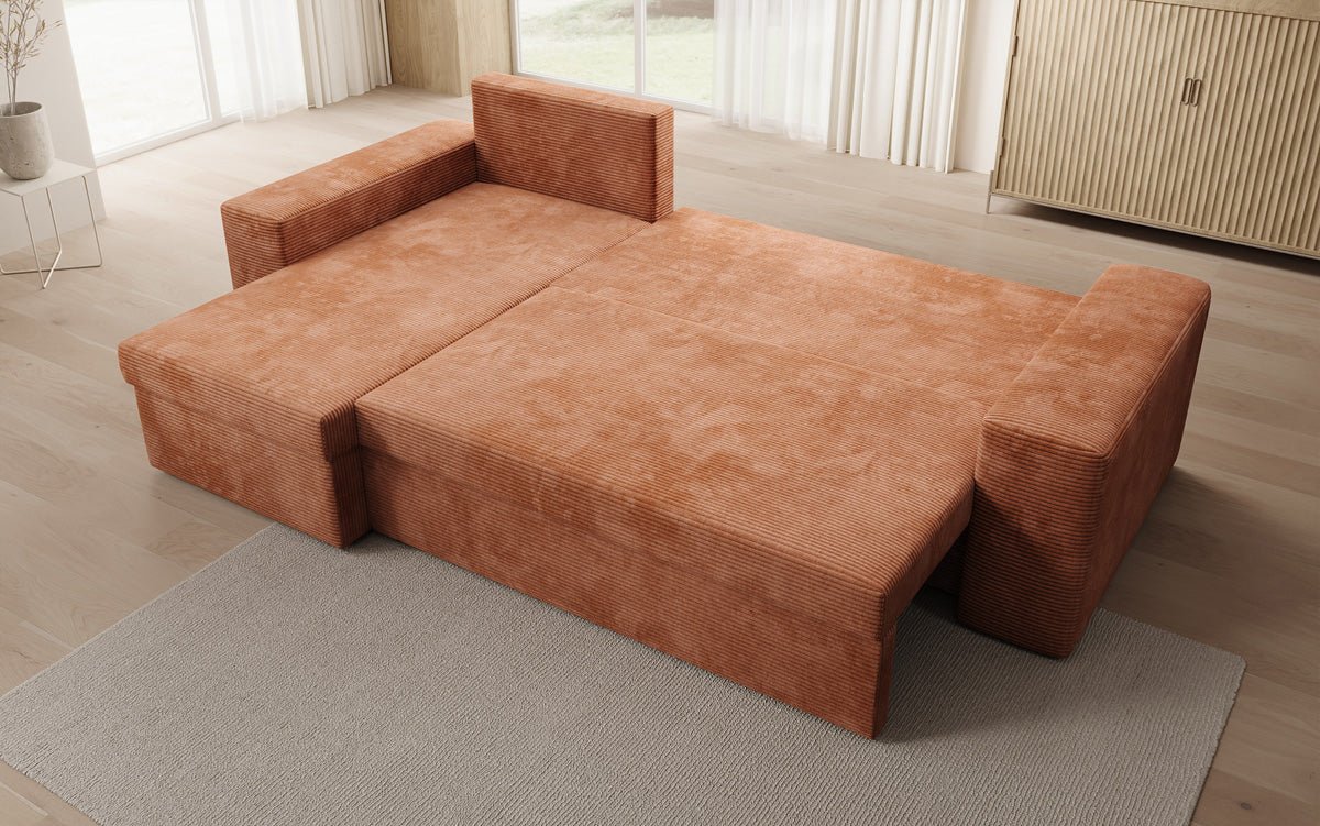 Designer Sofa Denver Cord mit Schlaf- und Klappfunktion