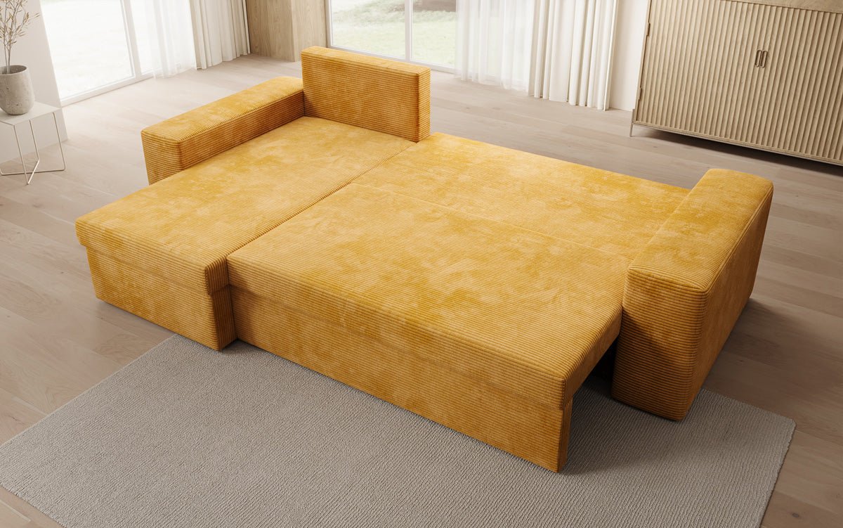 Designer Sofa Denver Cord mit Schlaf- und Klappfunktion