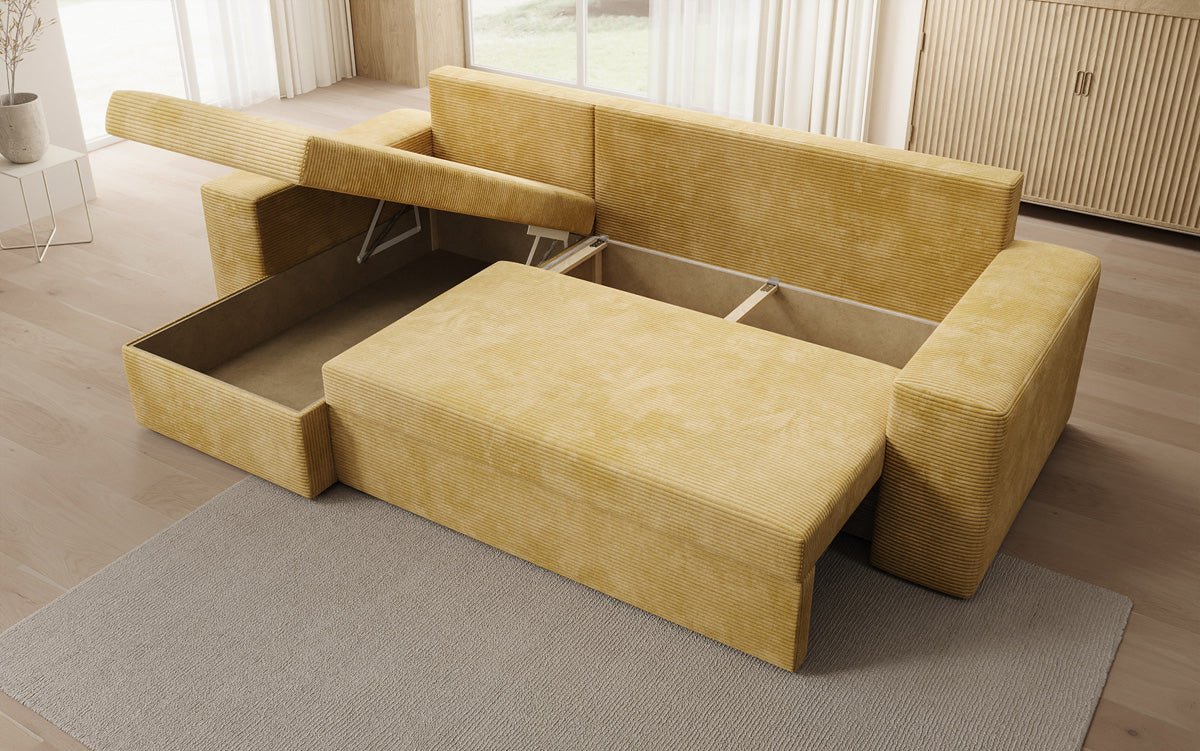 Designer Sofa Denver Cord mit Schlaf- und Klappfunktion