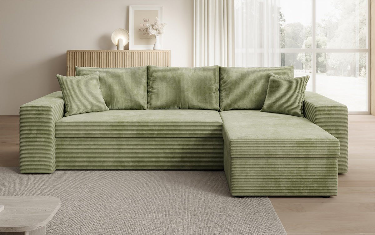 Designer Sofa Denver Cord mit Schlaf- und Klappfunktion