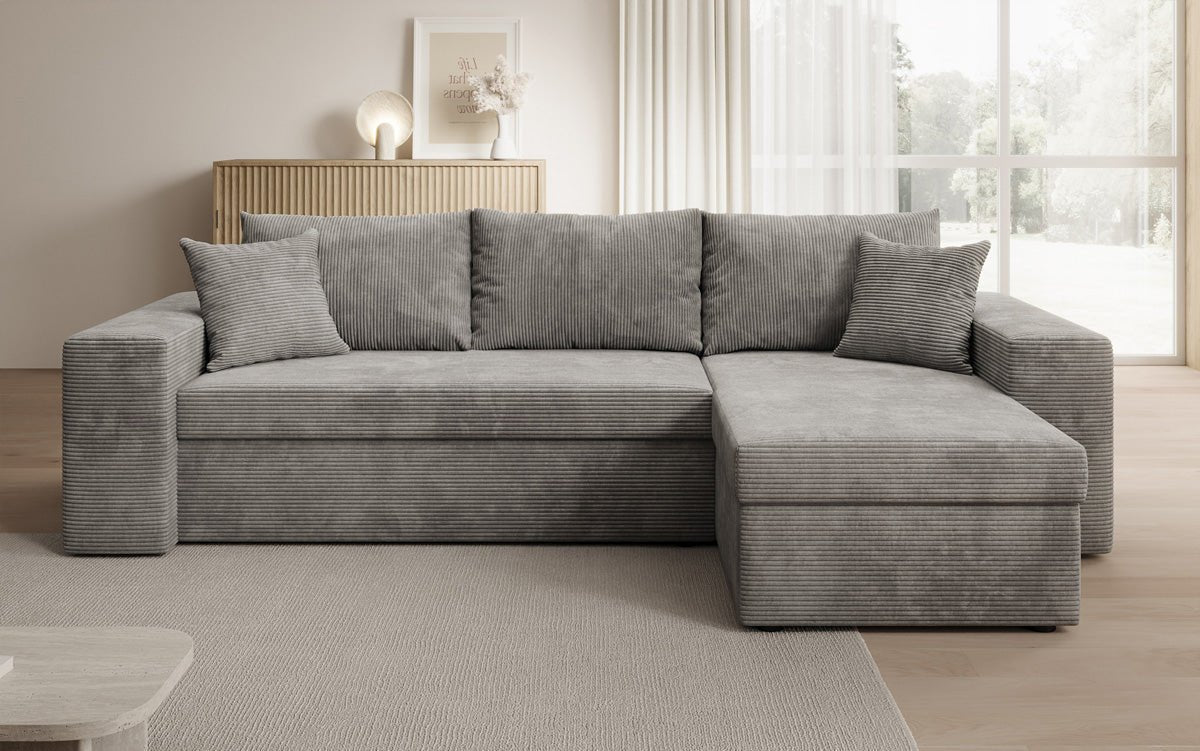 Designer Sofa Denver Cord mit Schlaf- und Klappfunktion
