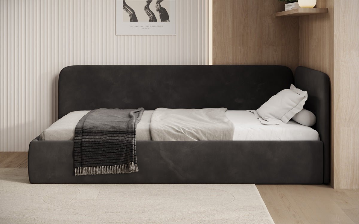Designer Polsterbett/Gästebett/Sofa Cleo mit Stauraum