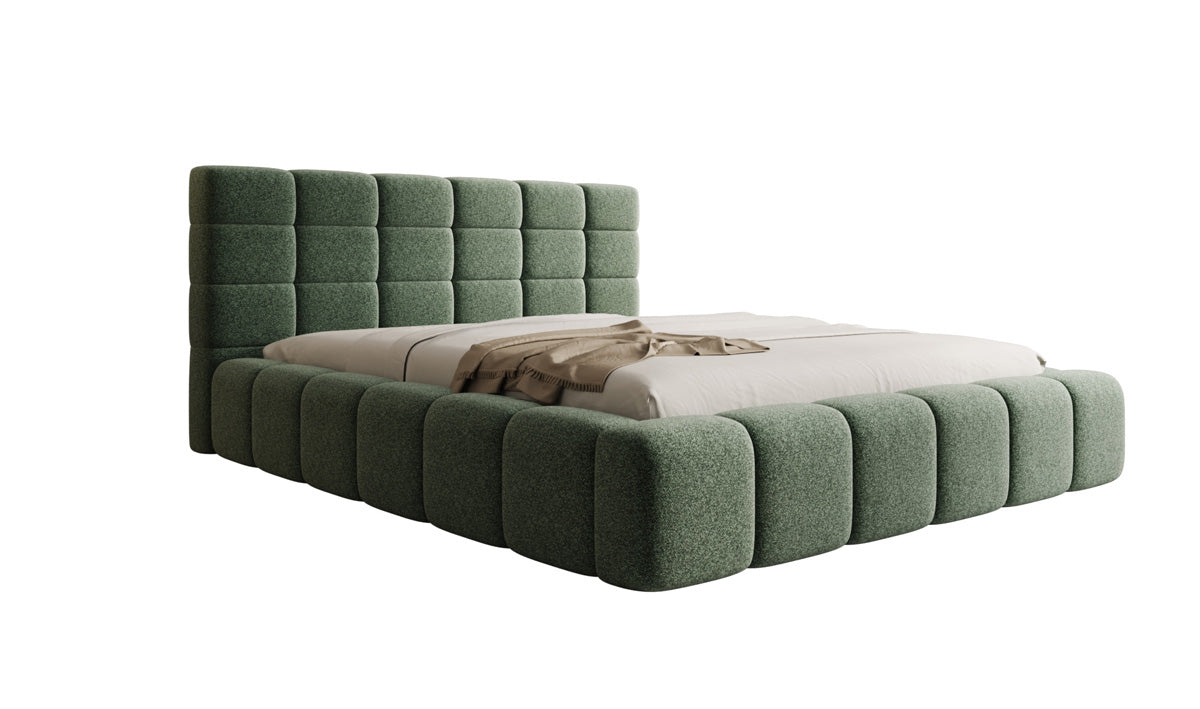 Designer Polsterbett Marshmallow in Strukturstoff mit Stauraum