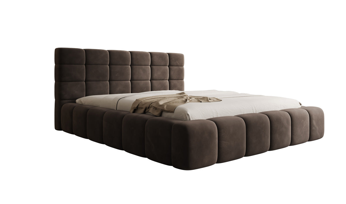 Designer Polsterbett Marshmallow in Samt mit Stauraum