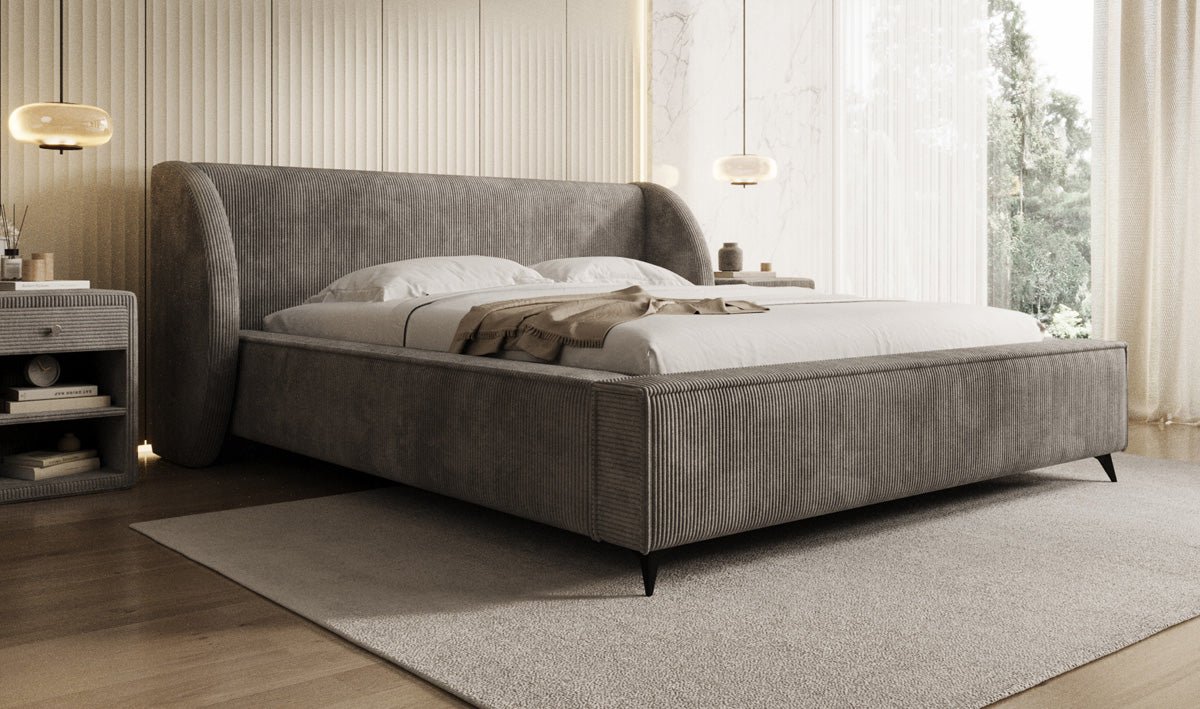Designer Polsterbett Freya Cord mit Stauraum
