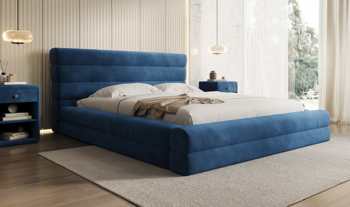Designer Polsterbett Maren in Samt mit Stauraum