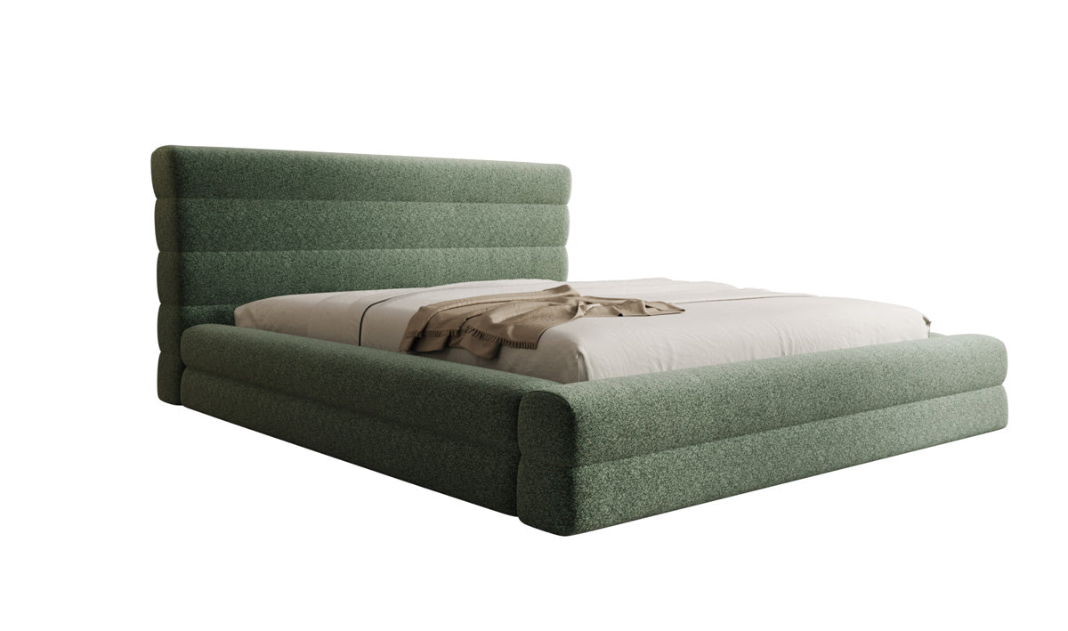 Designer Polsterbett Maren in Strukturstoff mit Stauraum