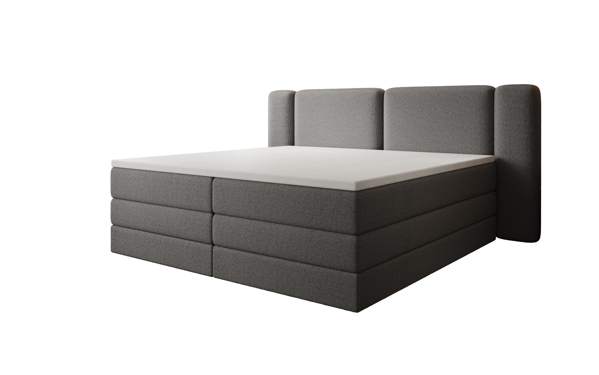 Boxspringbett Leni mit hochklappbarem Stauraum in Teddy Bouclé