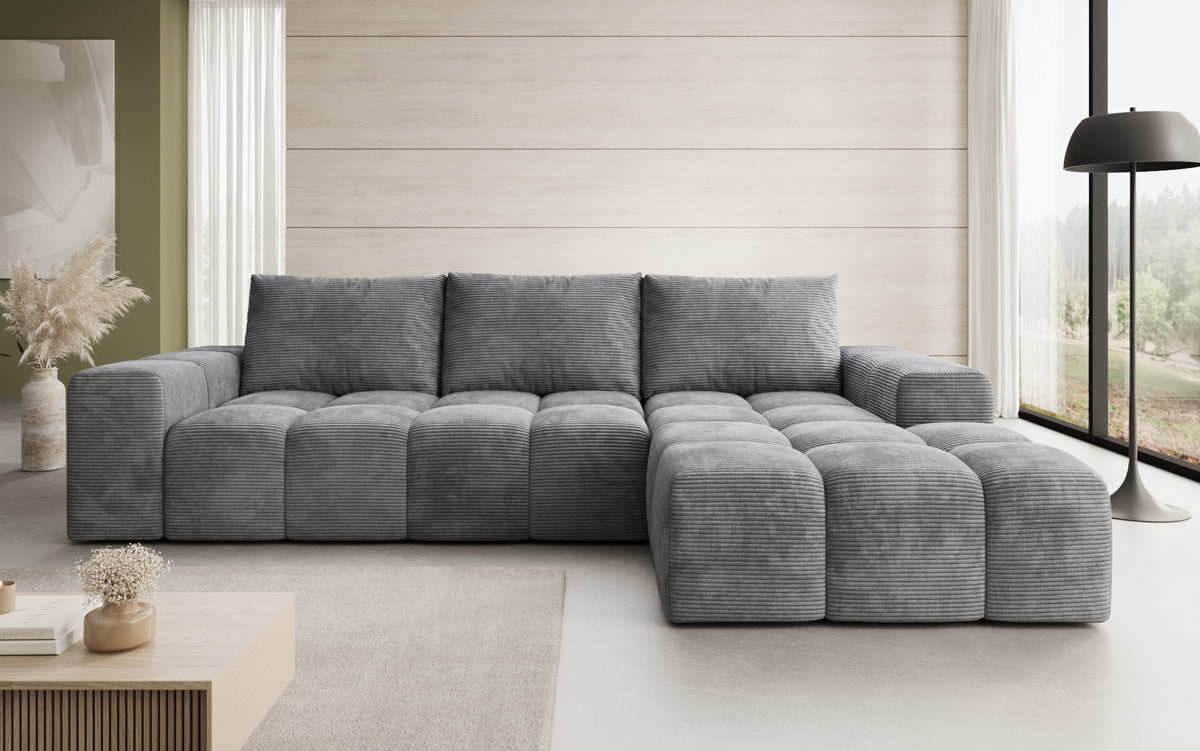 Designer Sofa Aila mit Schlaf- und Klappfunktion in Cord
