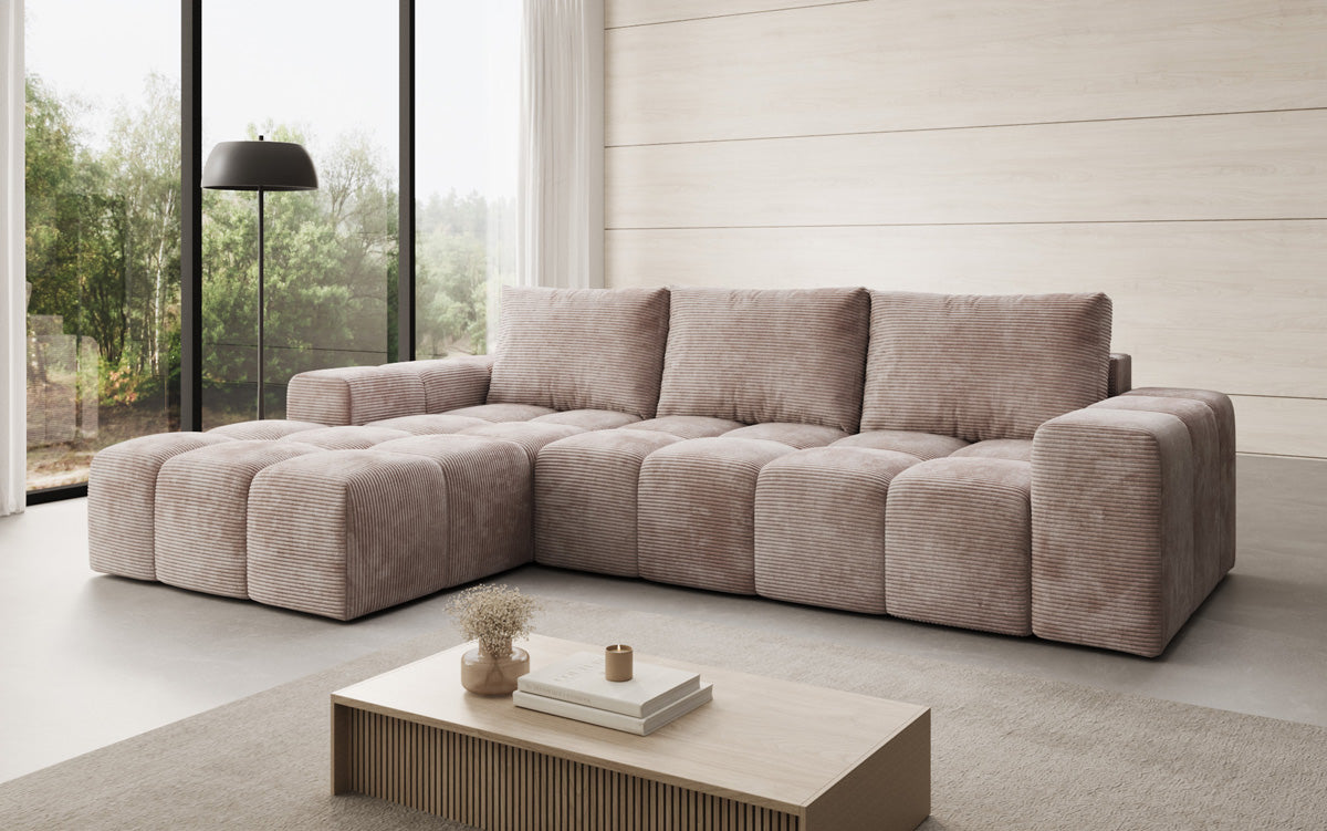 Designer Sofa Aila mit Schlaf- und Klappfunktion in Cord