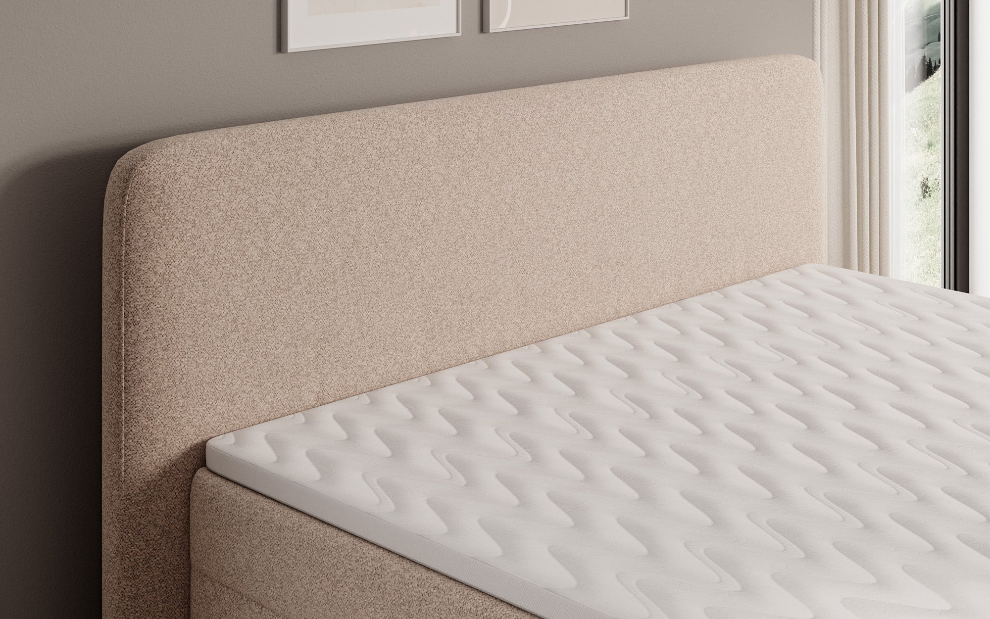 Boxspringbett Nea in Strukturstoff mit Stauraum