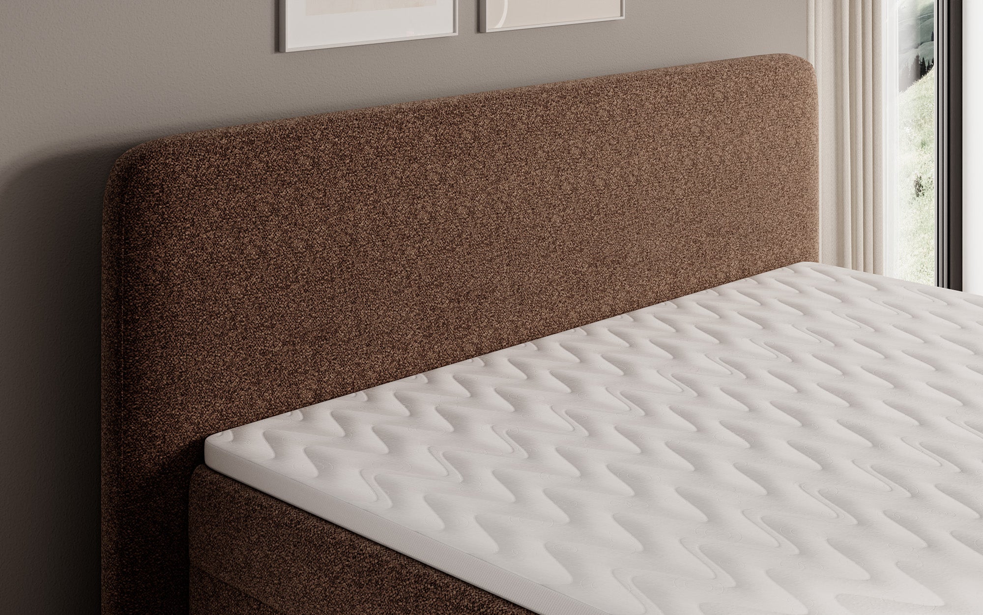Boxspringbett Nea in Strukturstoff mit Stauraum
