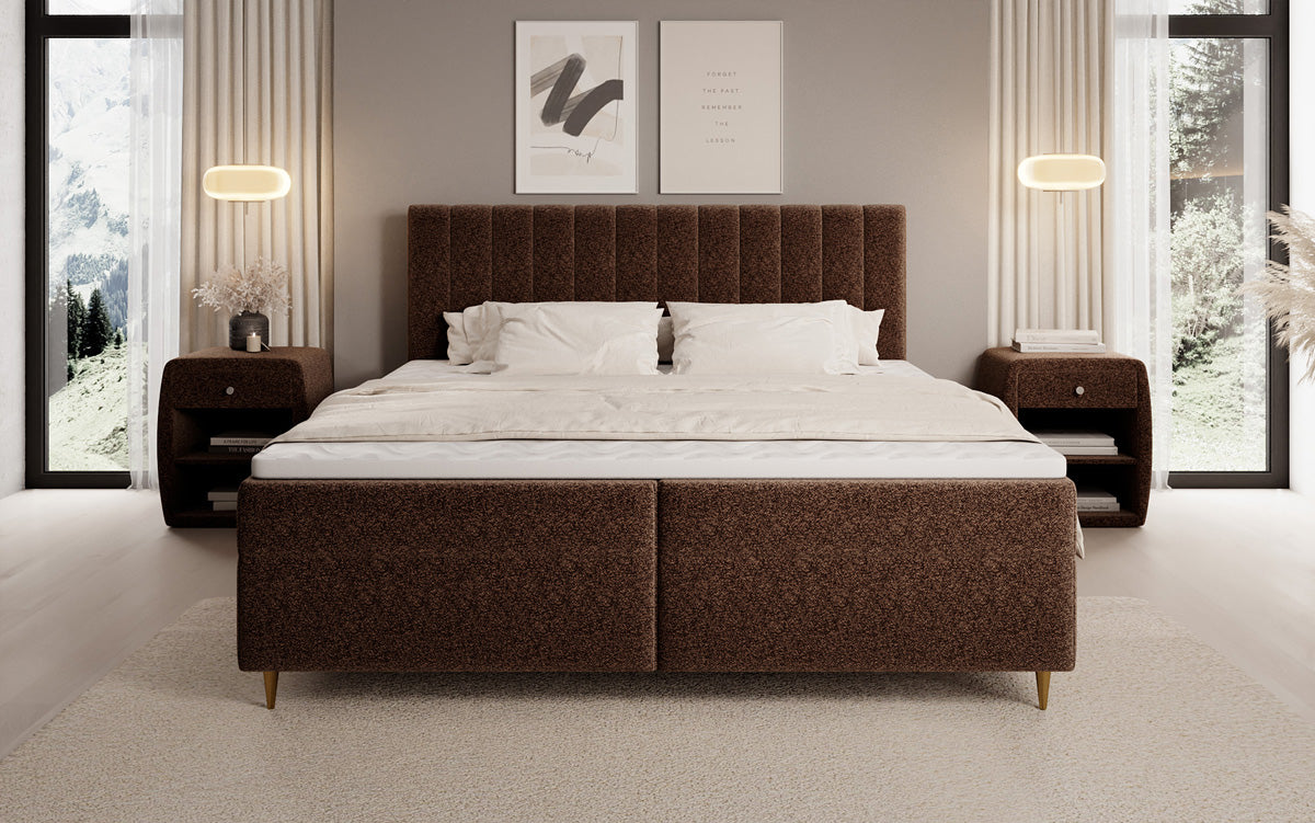 Boxspringbett Chelsea in Strukturstoff mit Stauraum