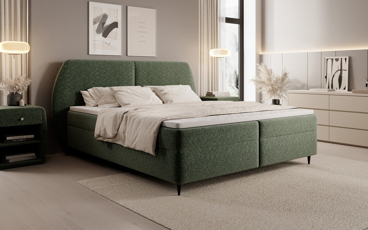 Boxspringbett Nara in Strukturstoff mit Stauraum