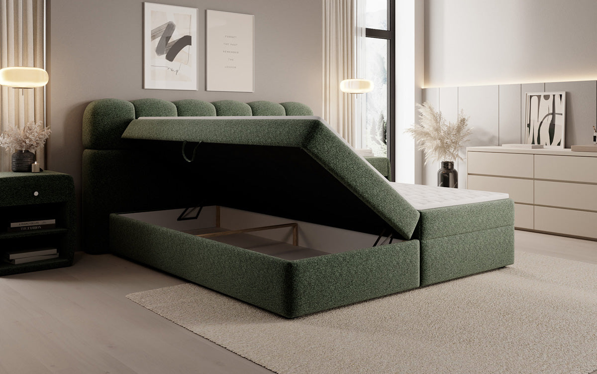 Boxspringbett Tilde in Strukturstoff mit Stauraum