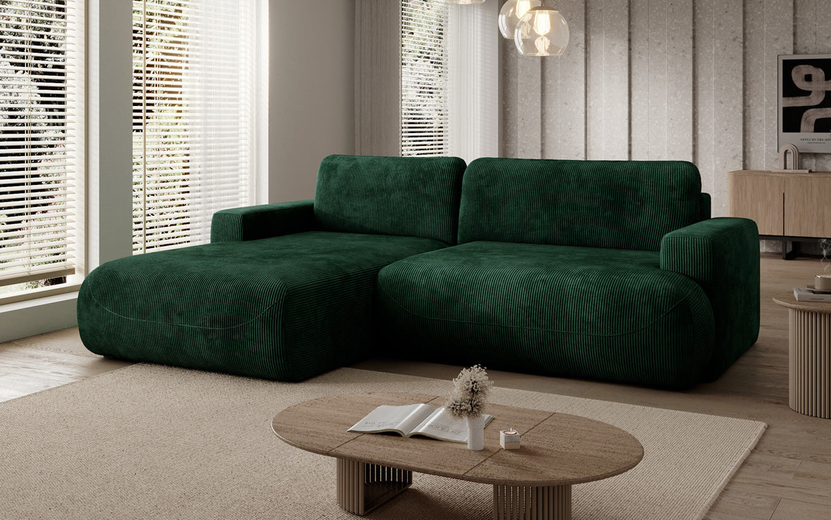 Designer Ecksofa Enzo mit Schlaf- und Klappfunktion in Cord